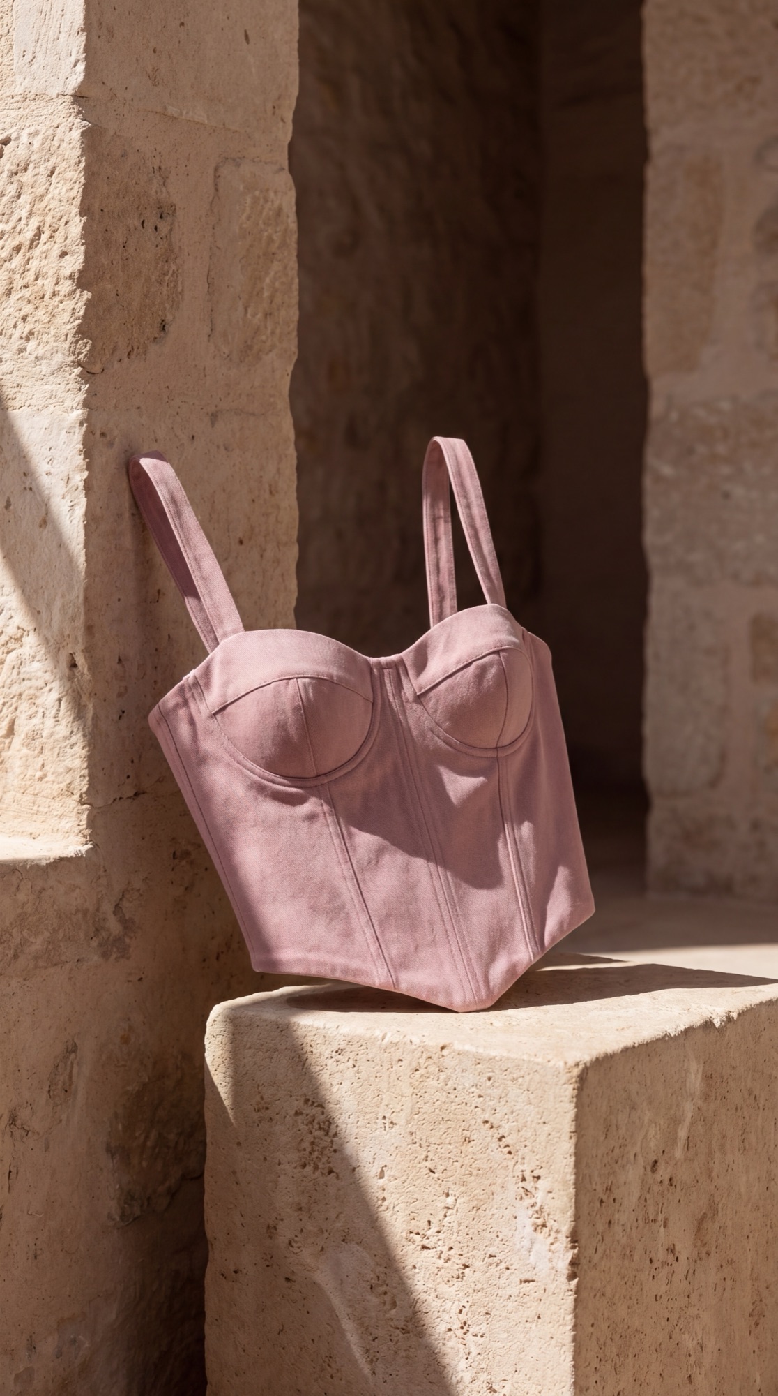 DWELLER Structured Corset in dusty-pink twill — autumn light